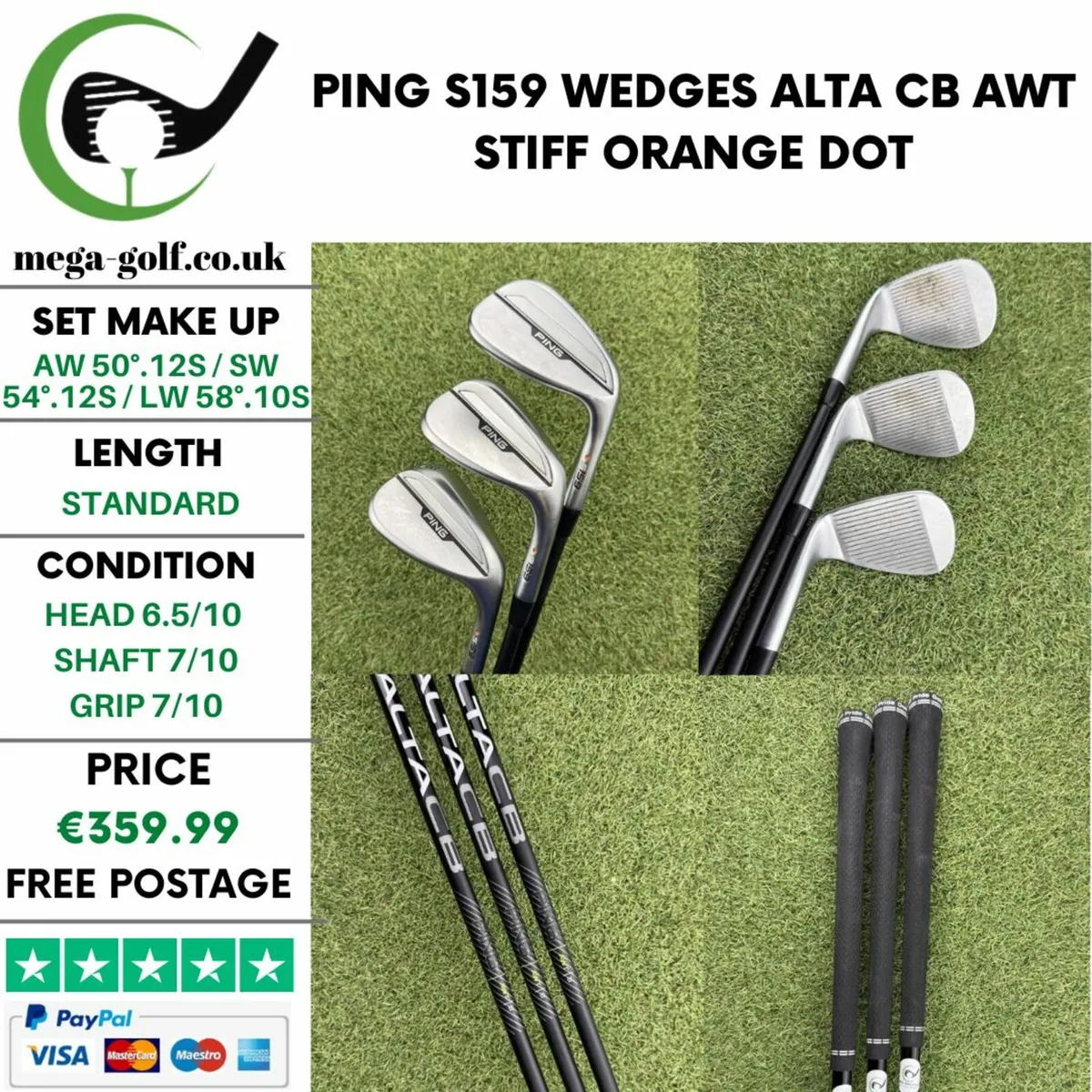 PING S159 WEDGES AW 50° & SW 54° & LW 58° / STIFF - Image 1