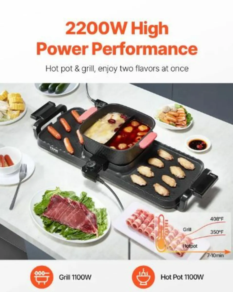 Hot Pot with Grill 2300W 2-in-1 Electric - Image 2