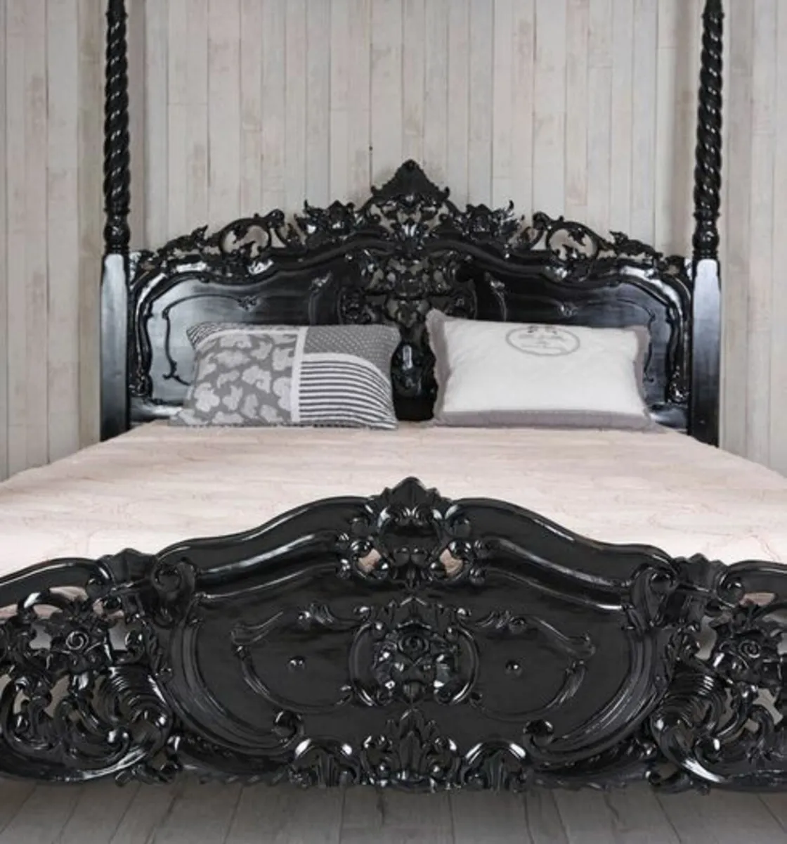 Black Mahogany Four-Poster Bed | Vintage Royal Sty - Image 2