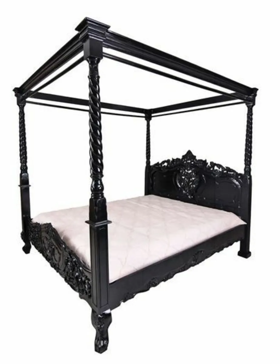 Black Mahogany Four-Poster Bed | Vintage Royal Sty - Image 1