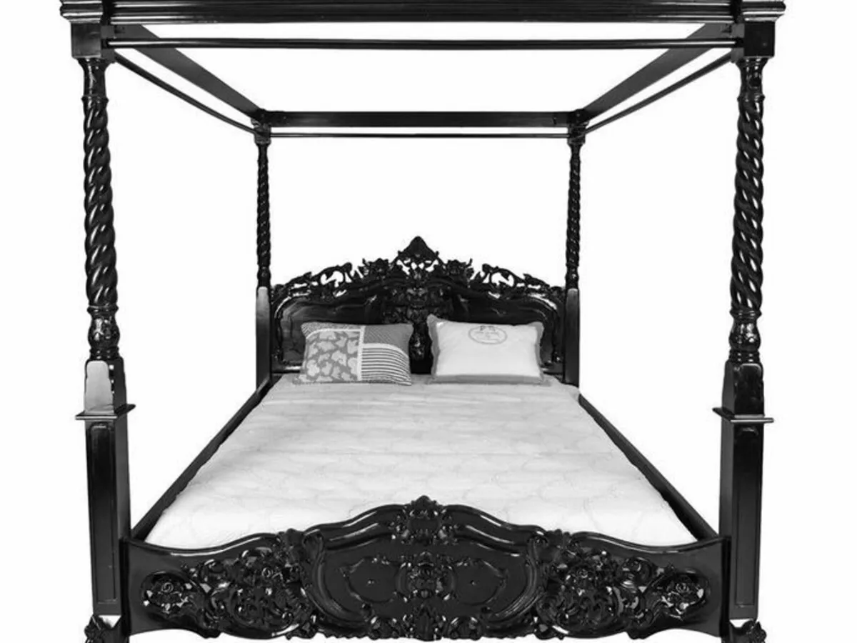 Black Mahogany Four-Poster Bed | Vintage Royal Sty - Image 4