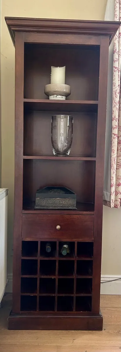 Mahogany Wood Cabinet with Wine Rack - Image 1