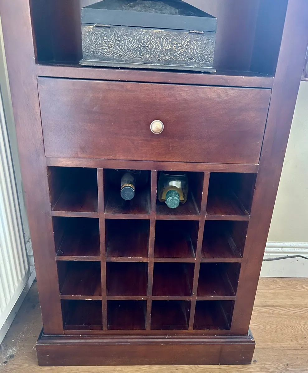 Mahogany Wood Cabinet with Wine Rack - Image 2