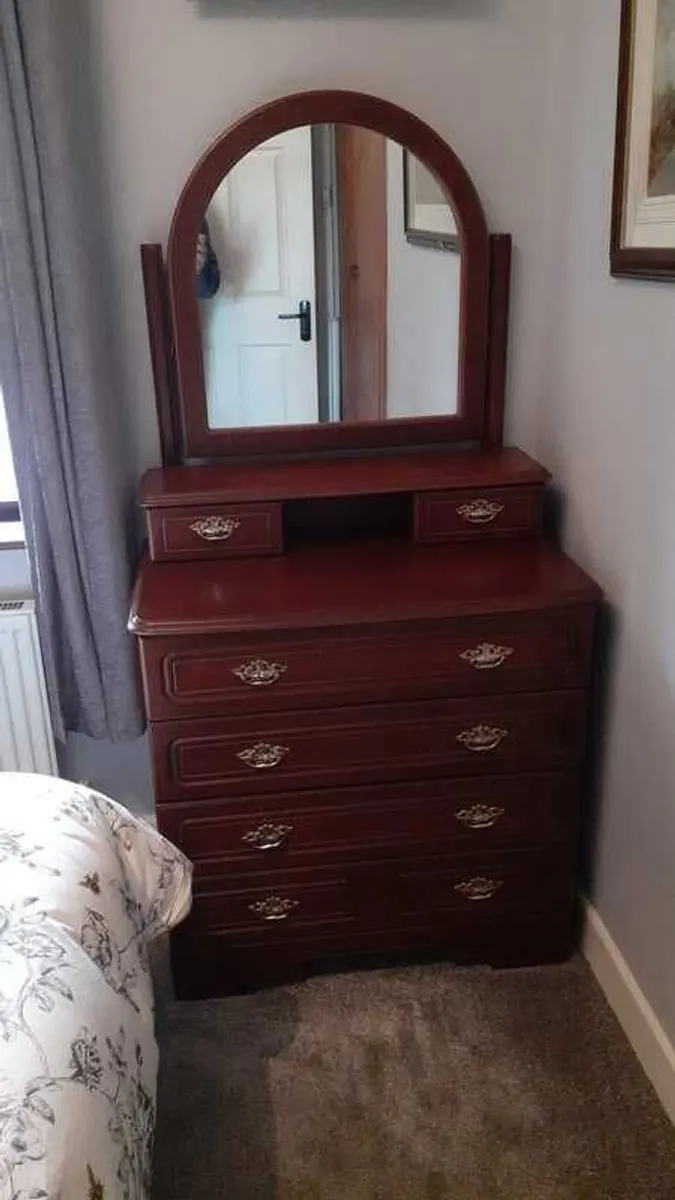 3 Piece Cherrywood dressing table, locker and headboard set - Image 1