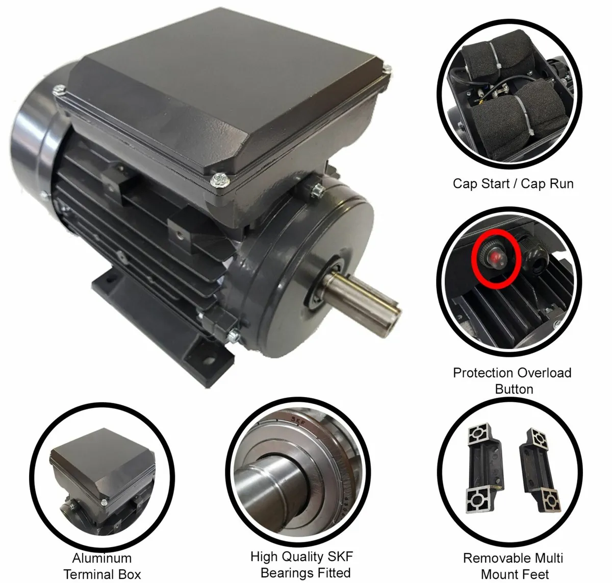 Single Phase Electric Motors 0.12kw - 4.0kw 5HP - Image 1