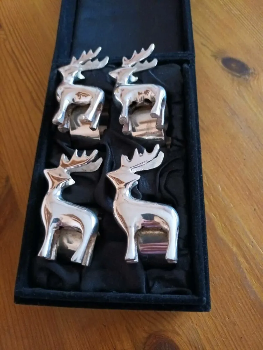 Vintage  Double Antler  Reindeer  Napkin  Rings - Image 1