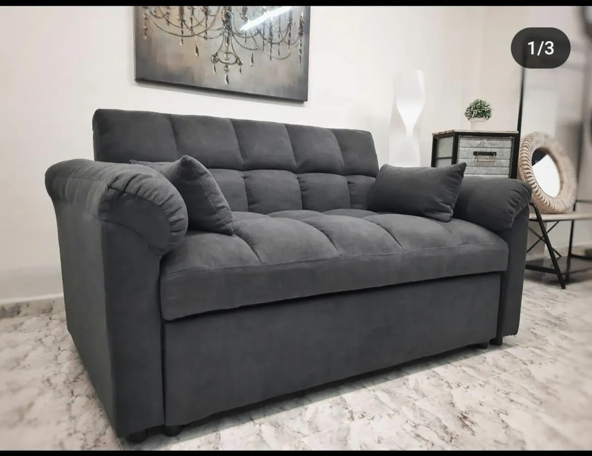 Pull Out Double Sofa Bed – 2 Seater Fabric Sleeper - Image 1