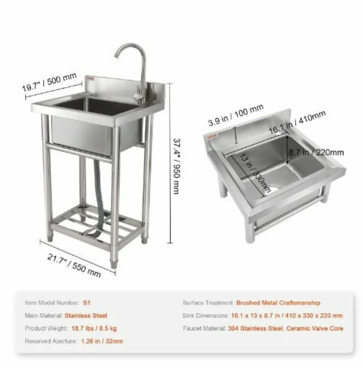 Stainless Steel Utility Sink, 1 - Image 4