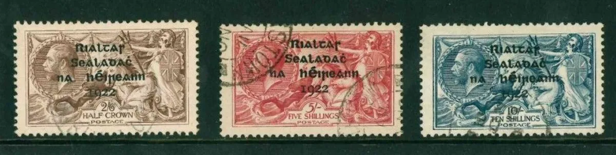 Ireland 1922 Thom Blue Black overprint set of thre
