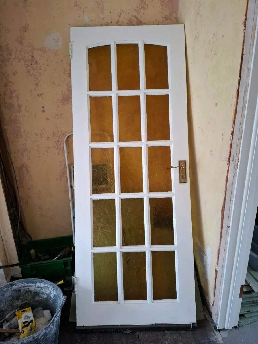 Vintage Solid Wood Doors with Glass Inserts - Image 2