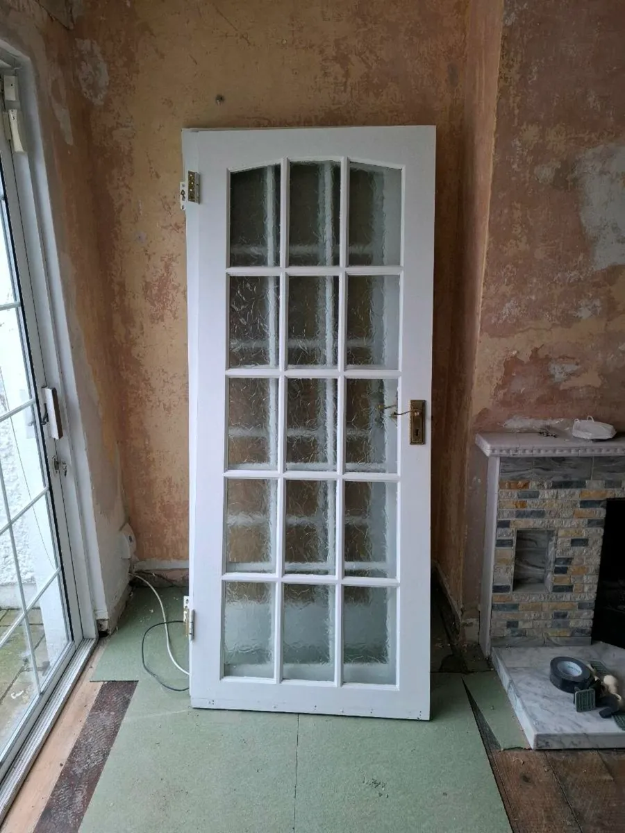 Vintage Solid Wood Doors with Glass Inserts - Image 3