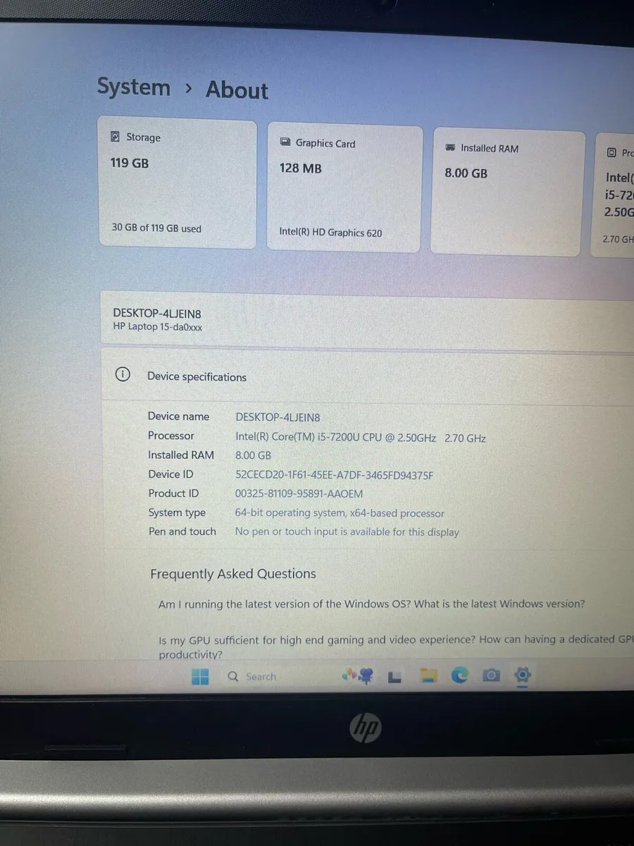 Hp laptop i5 8gb 120 ssd win 11 - Image 2