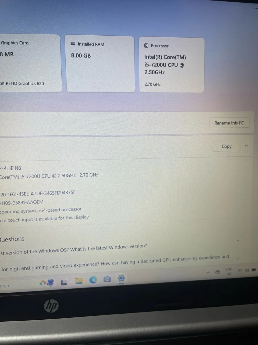Hp laptop i5 8gb 120 ssd win 11 - Image 3