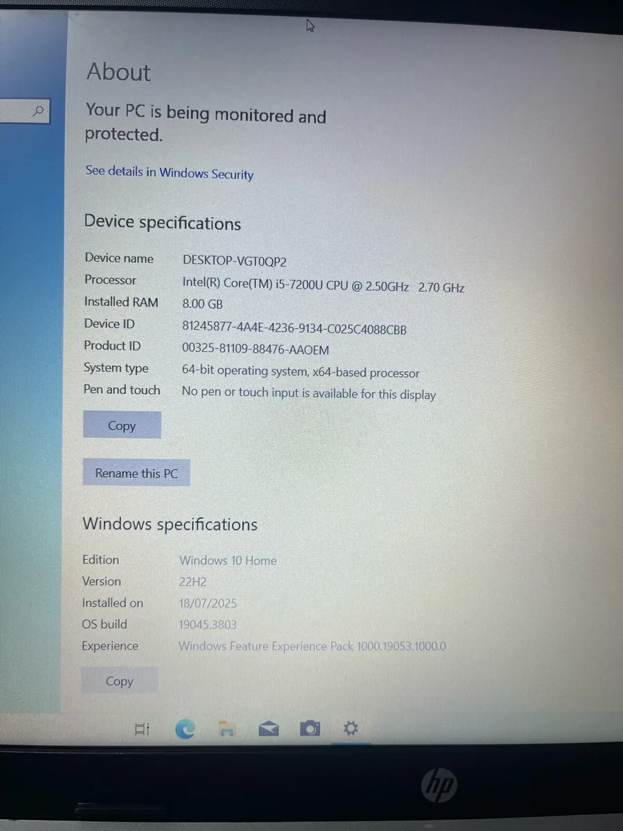 Hp laptop i5 pro 8-120 win 10 - Image 2