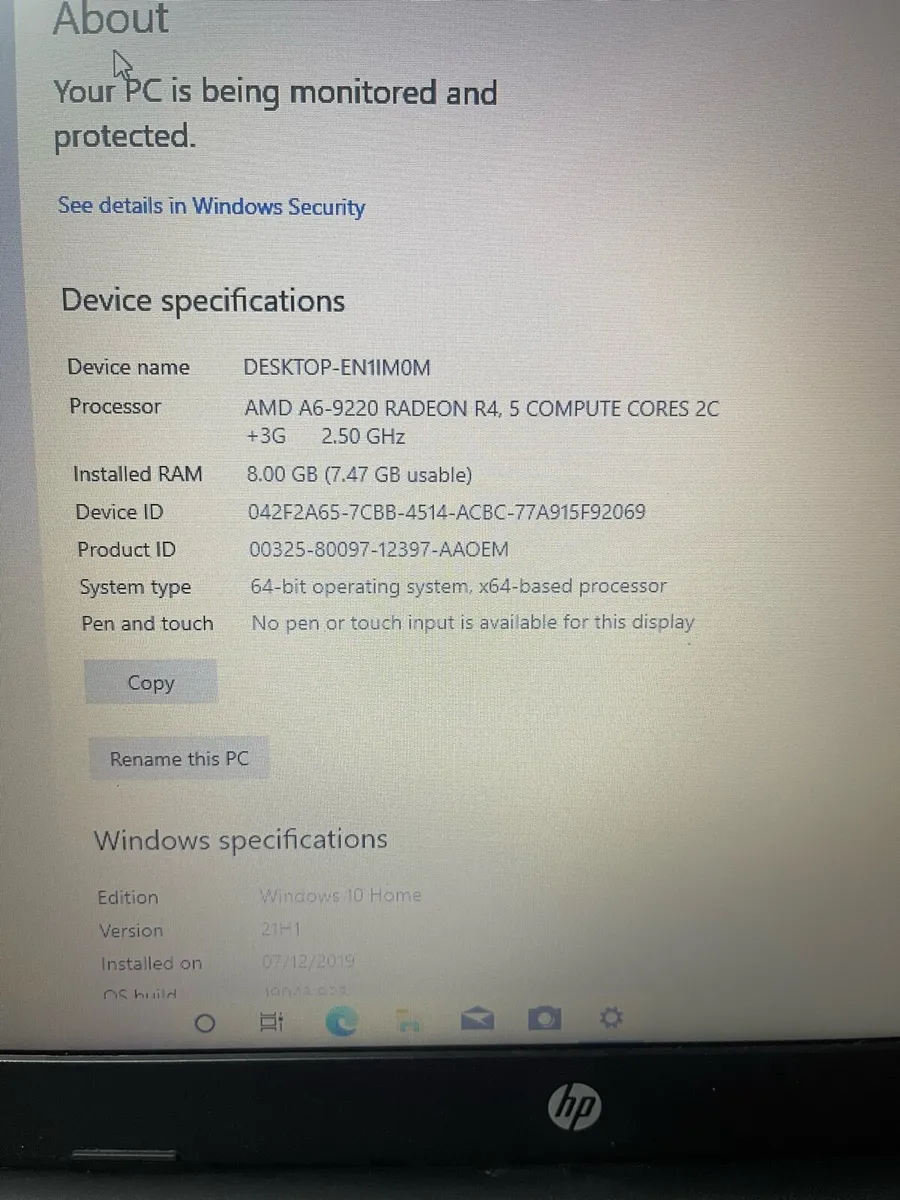 Hp laptop AMD A6 8-120 win 10 - Image 2