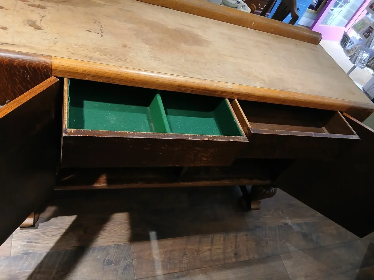 2 door early 20th century oak buffet - Image 2