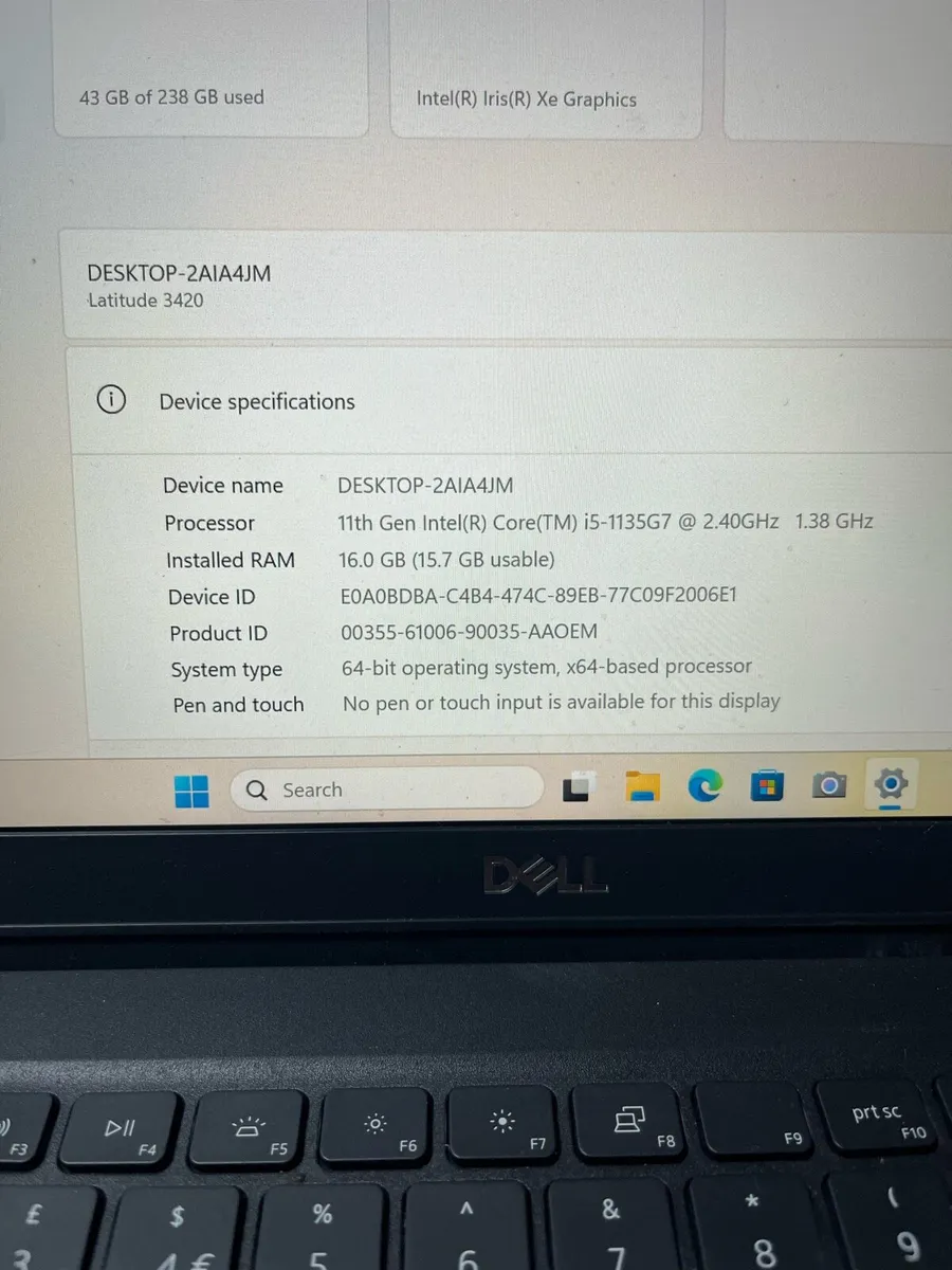 Dell laptop i5 11th gen 16-256 w11 - Image 4