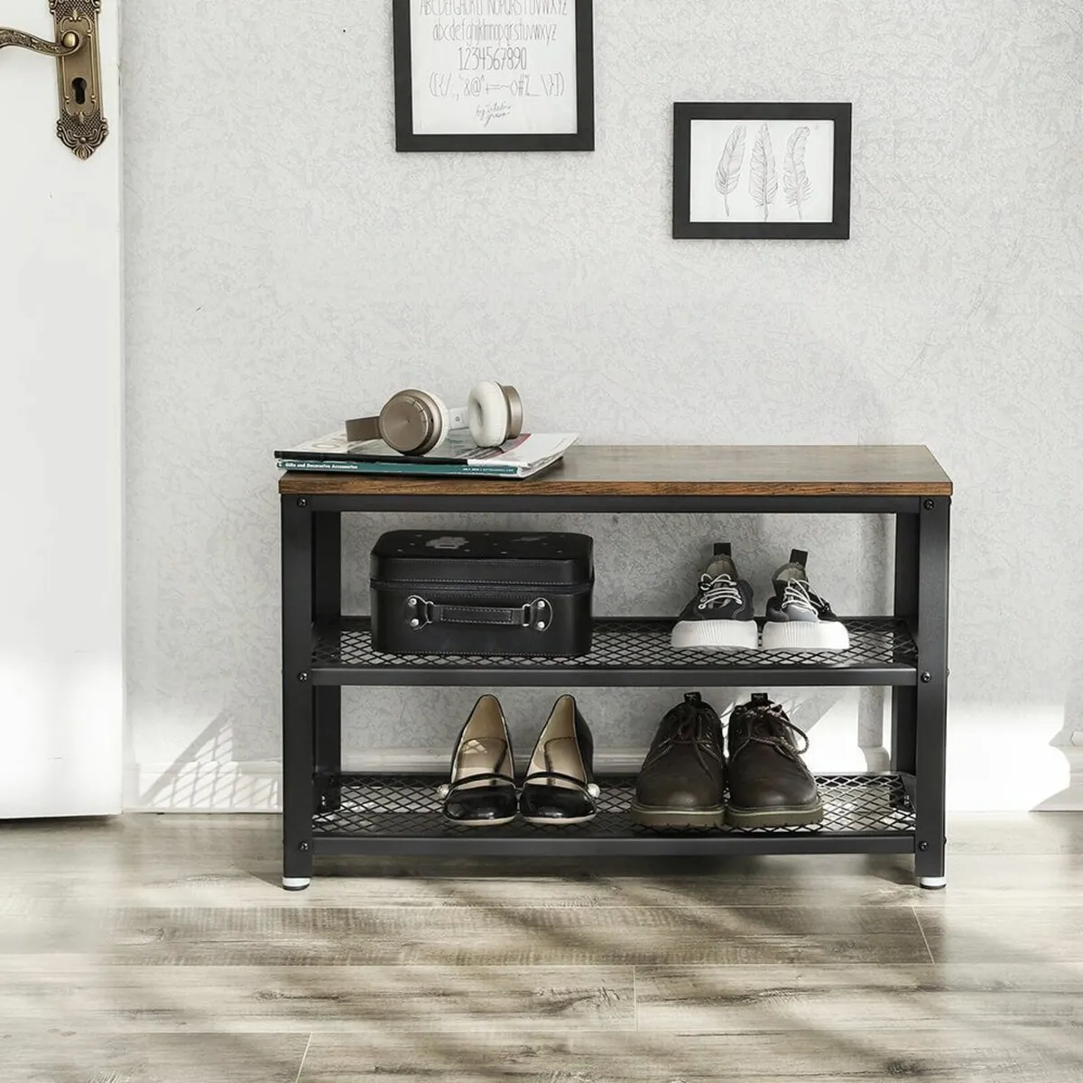 Industrial Design Shoe Bench & Shelf - Image 3