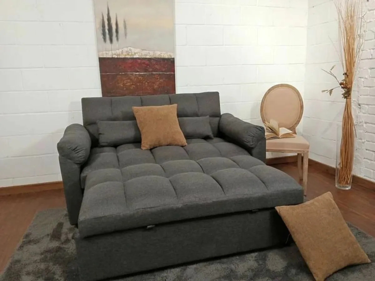 Pull Out Double Sofa Bed – 2 Seater Fabric Sleeper - Image 1