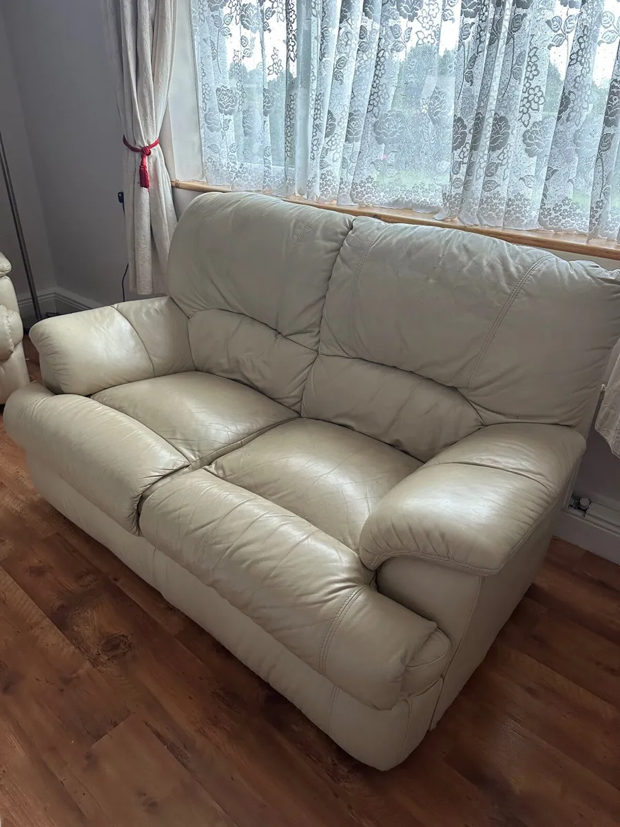 Matching leather couch and armchair - Image 2