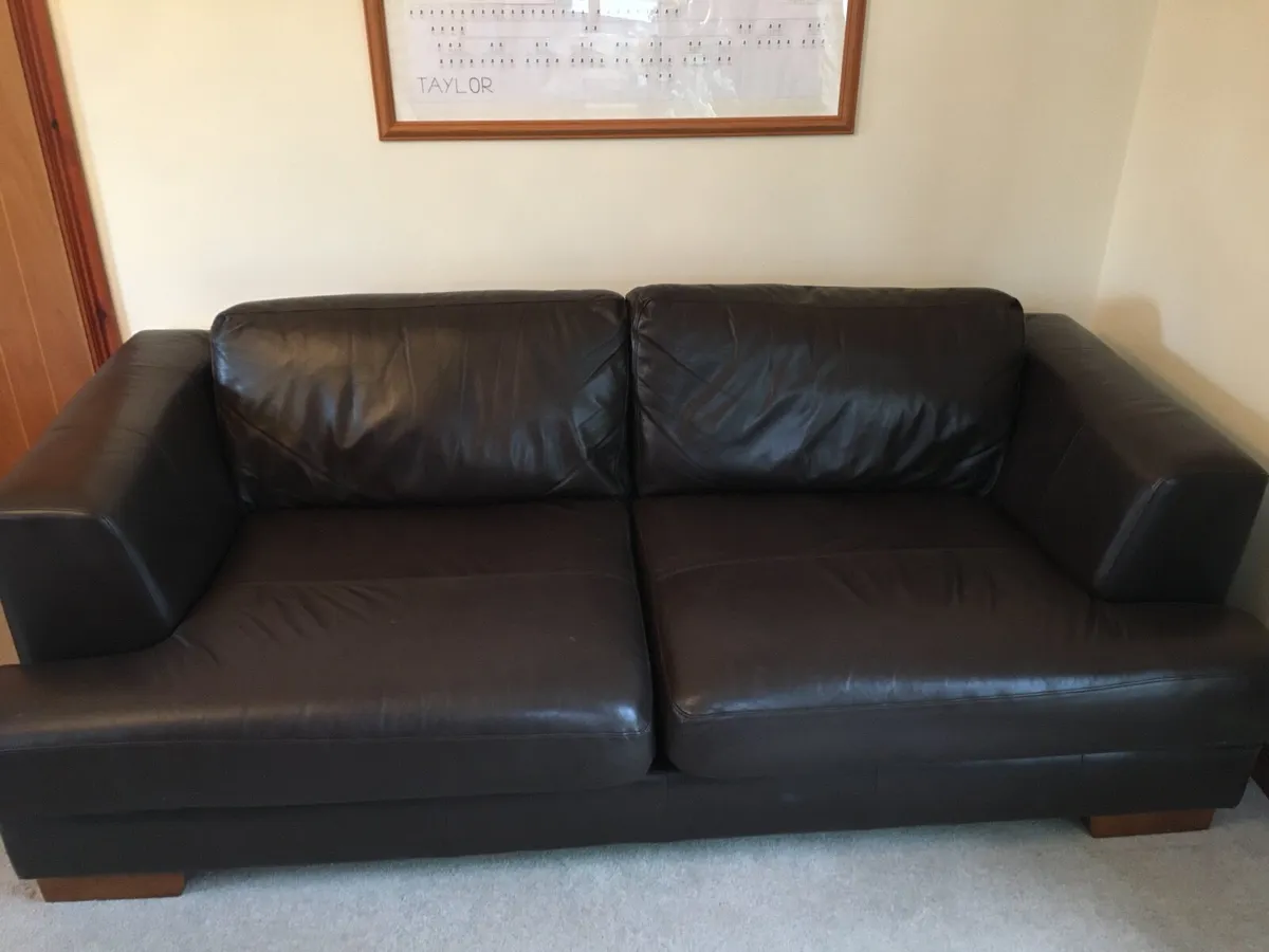 M&S Genuine Leather 2 seater sofa - Image 3