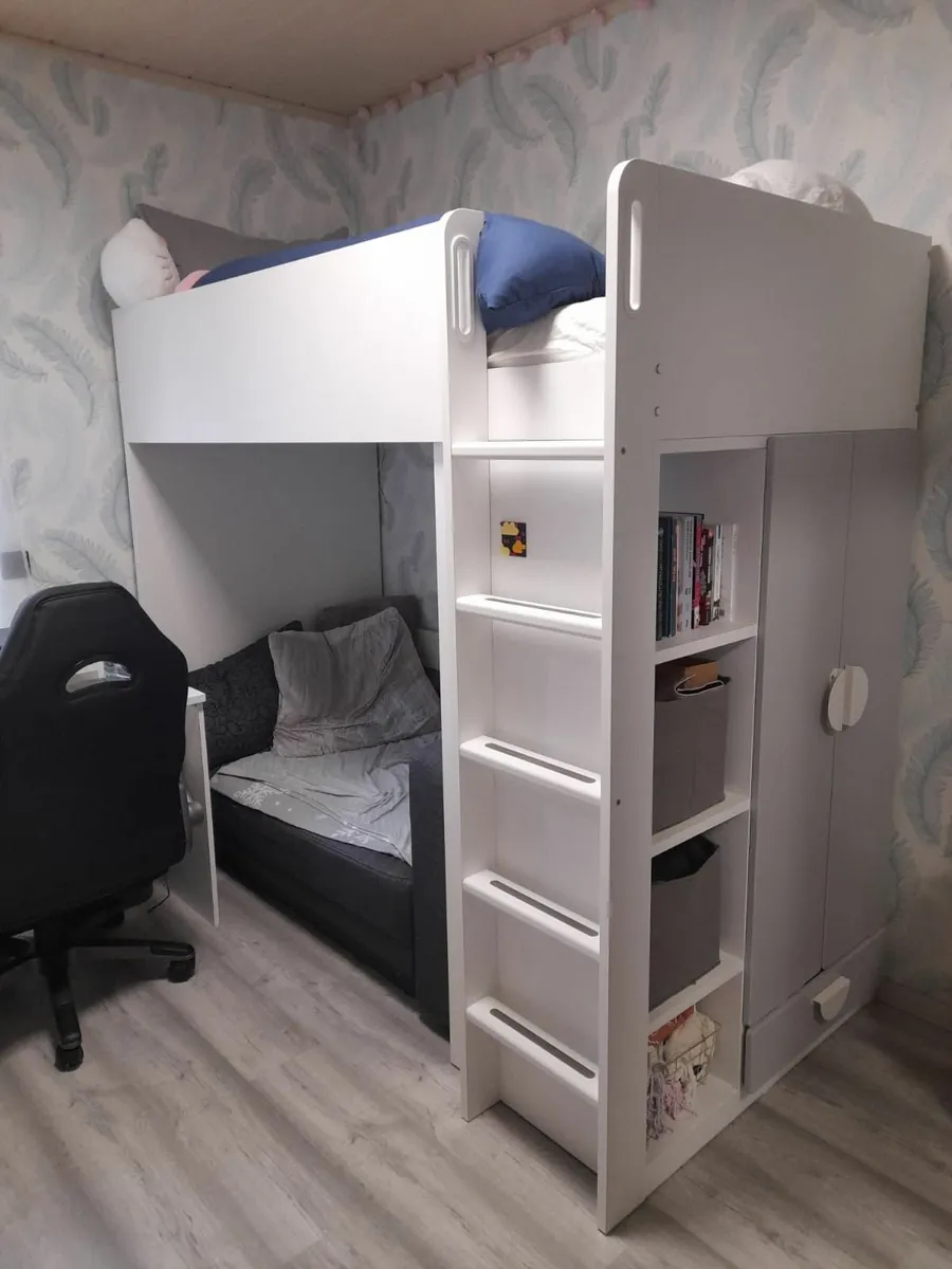 Ikea Loft bed with Mattress (desk included)
