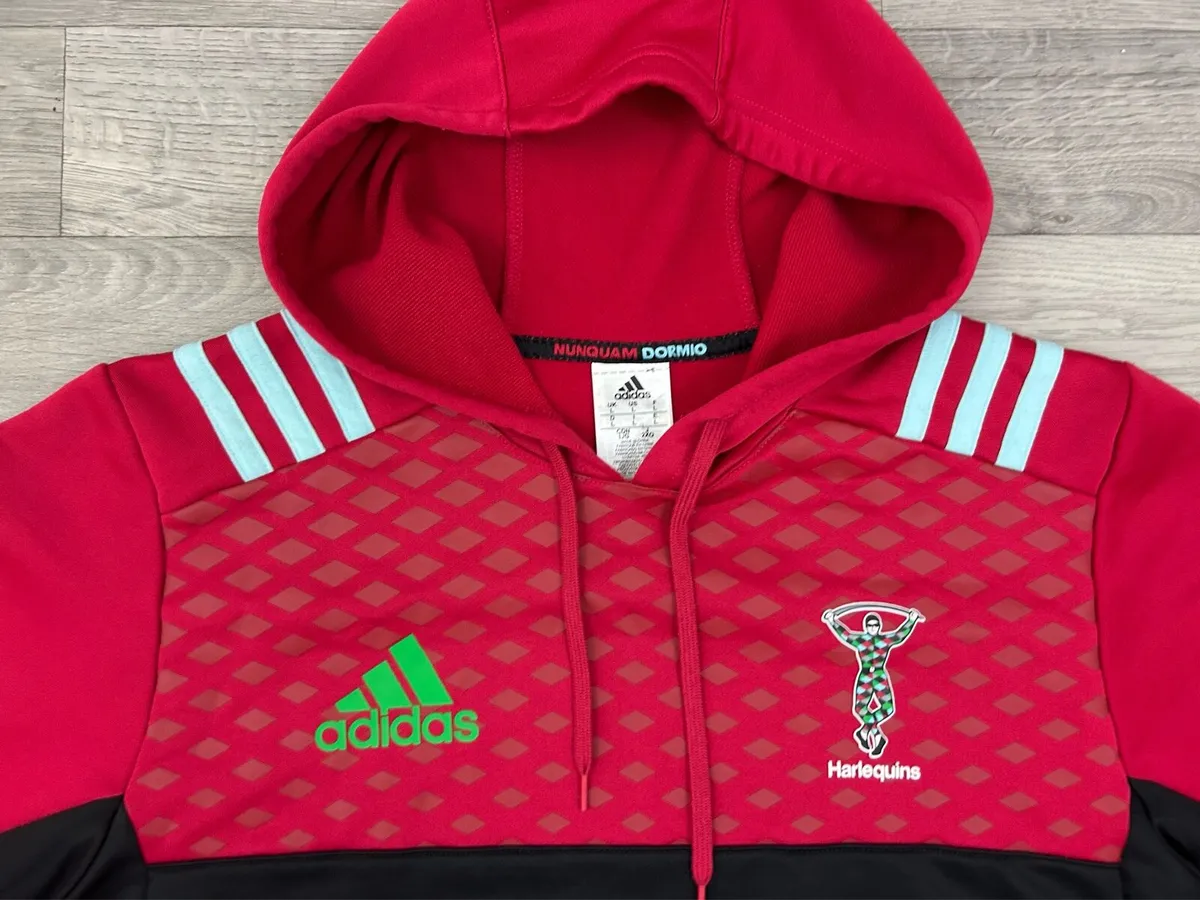 Adidas Harlequins Rugby Hoodie Mens Large - Image 3