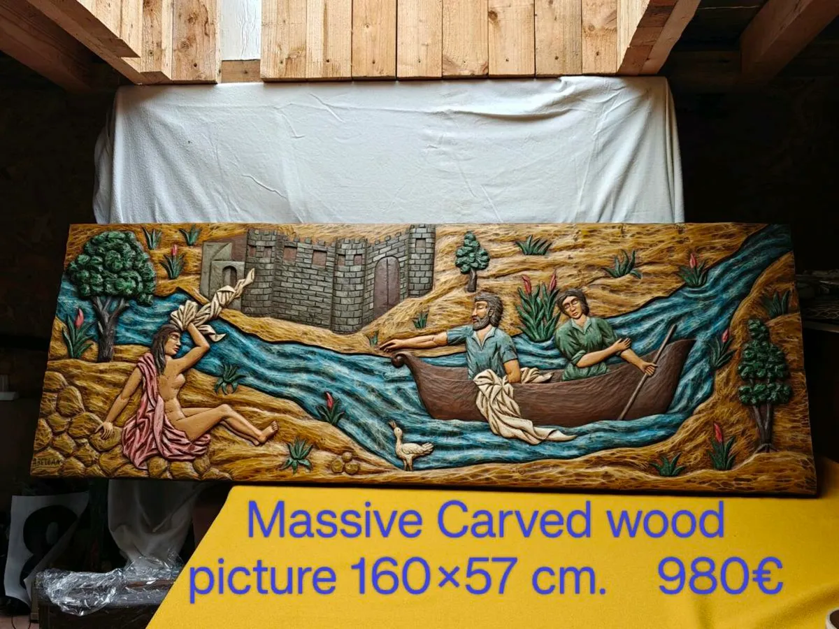 Carved wood picture, wall decoration