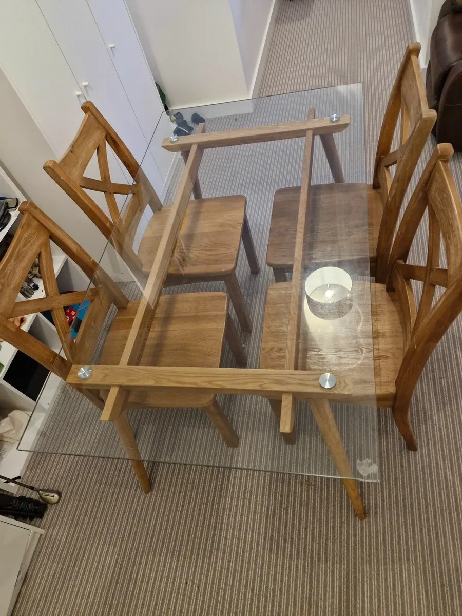 Glass Dining/Kitchen Table with 4 chairs - Image 1