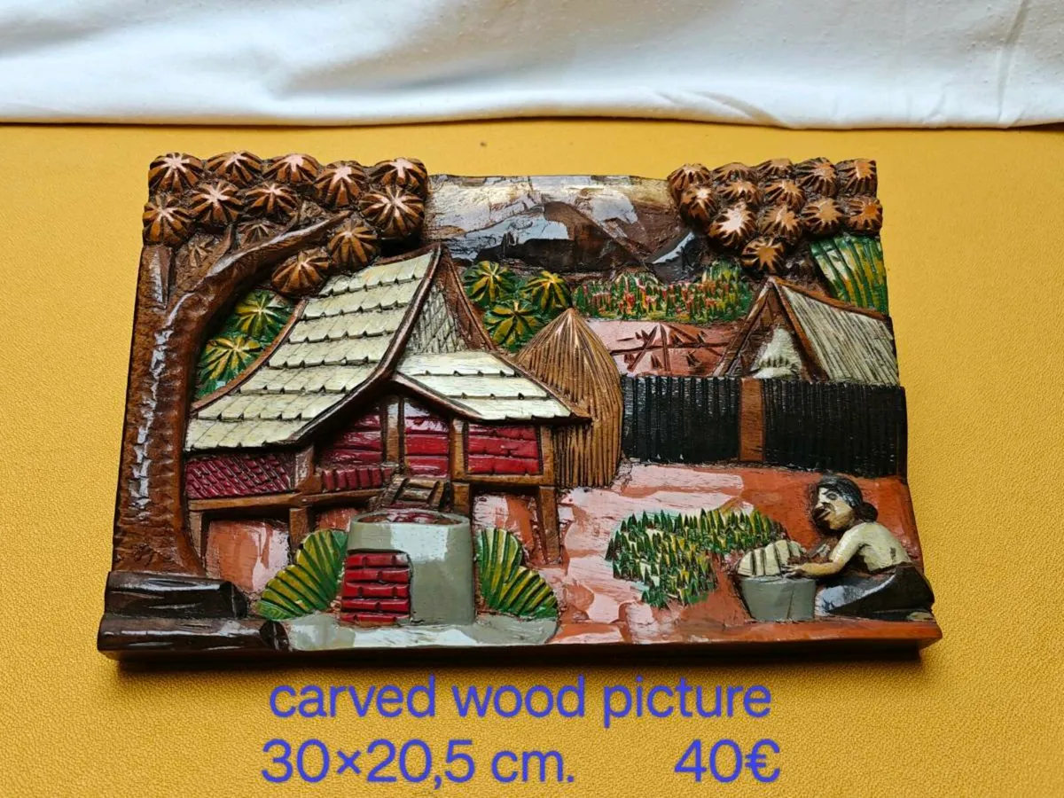 Carved wood picture, wall decoration