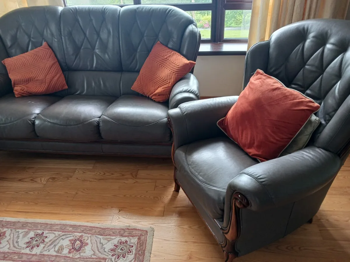 Leather 3 Piece Sitting Room Suite - Image 3