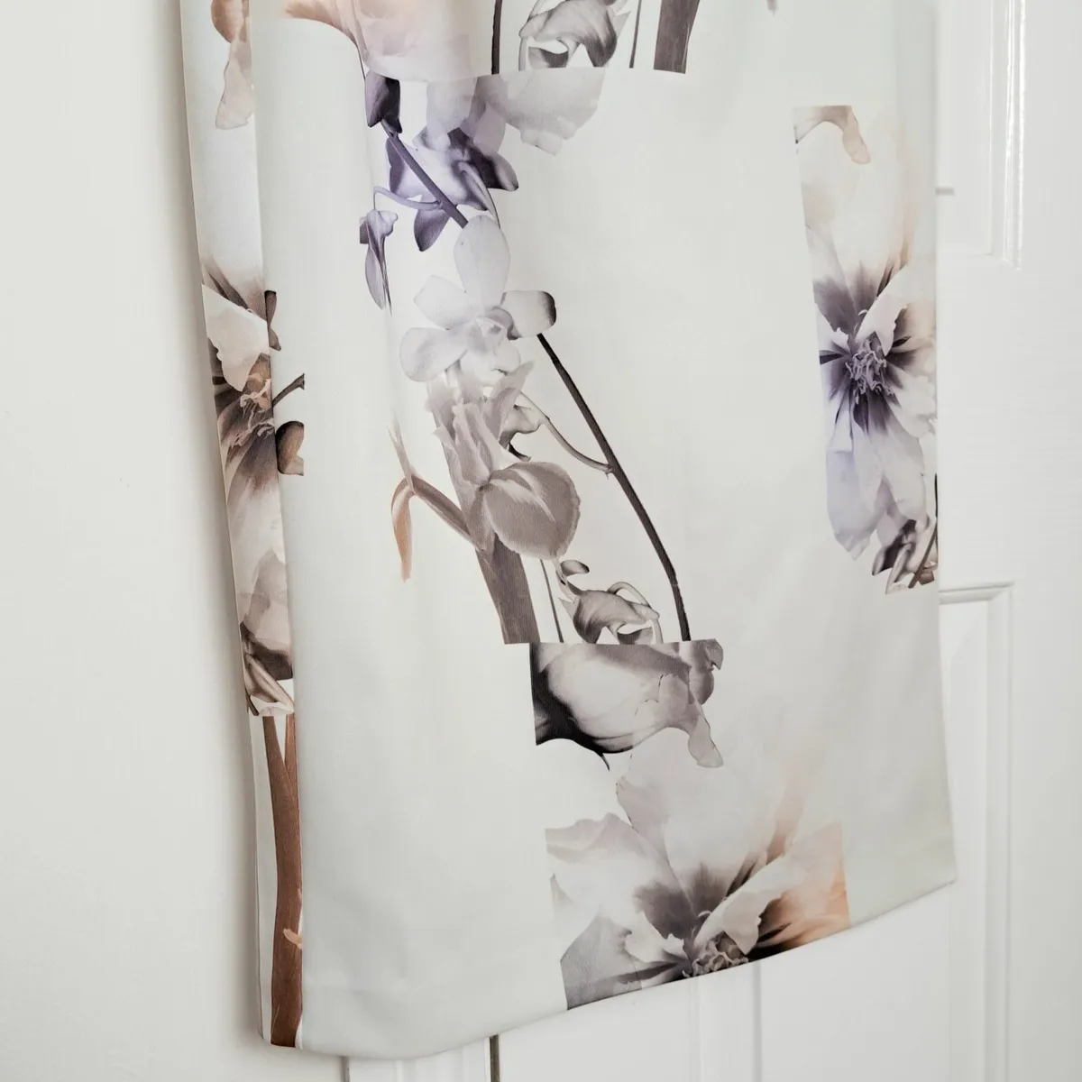 Ted Baker White Floral Bodycon Bardot Dress L - Image 3