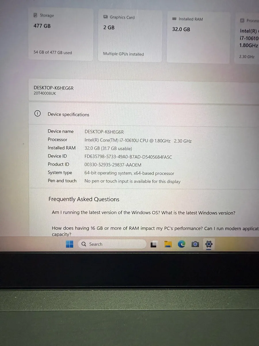 Lenovo P15s i7 pro 32-512 win 11 pro - Image 4