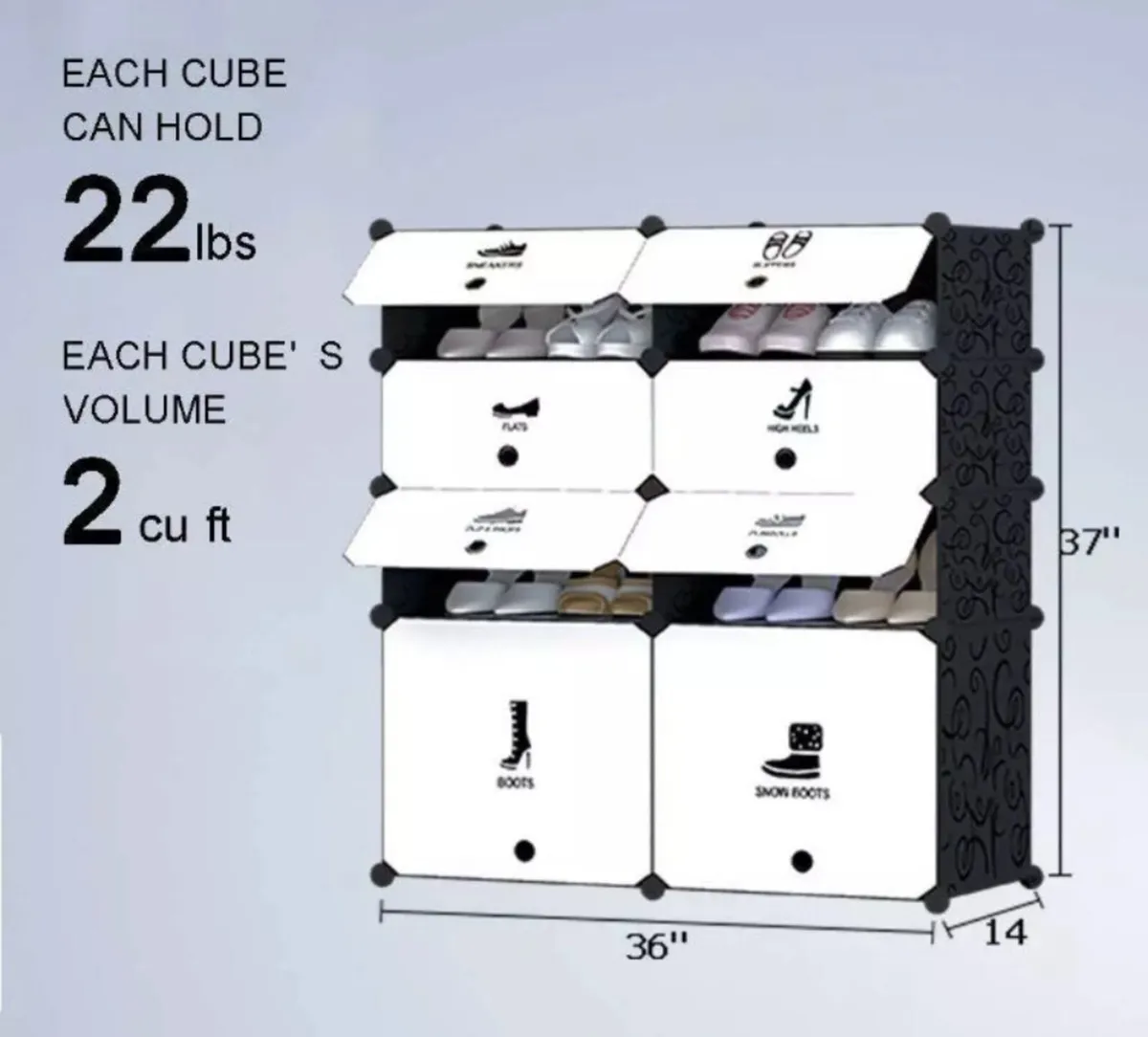 8 Cube Shoe Rack Multi Use Modular Cabinet - Image 2