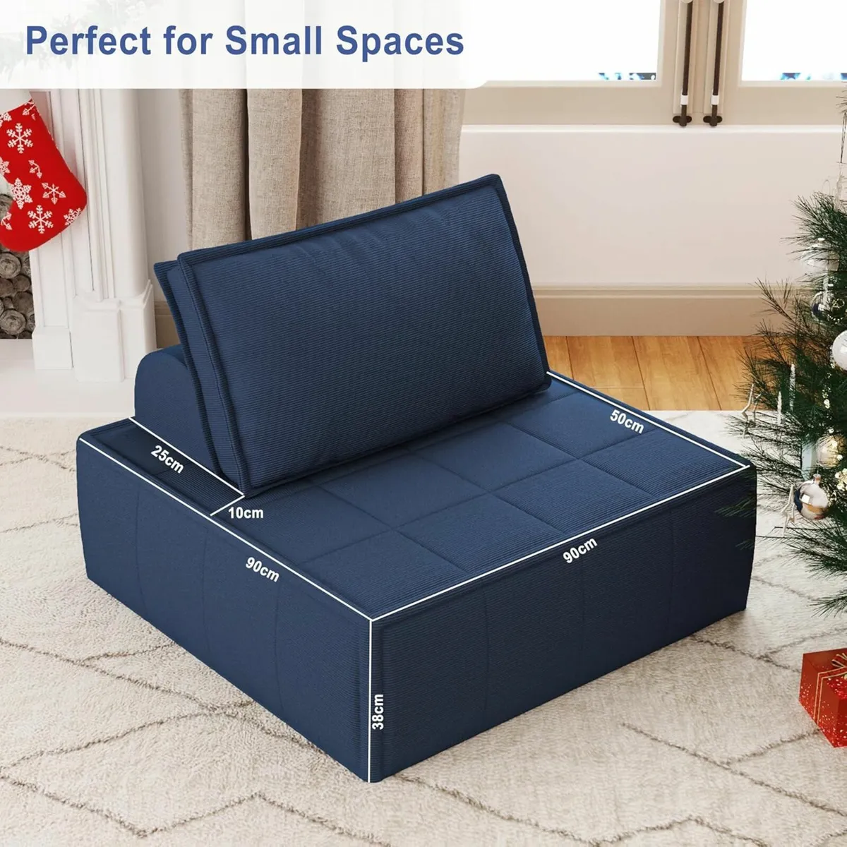 Block Fabric sofa Square Style Couch Coffee shop - Image 3