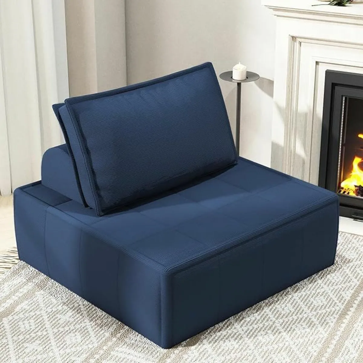 Block Fabric sofa Square Style Couch Coffee shop - Image 1