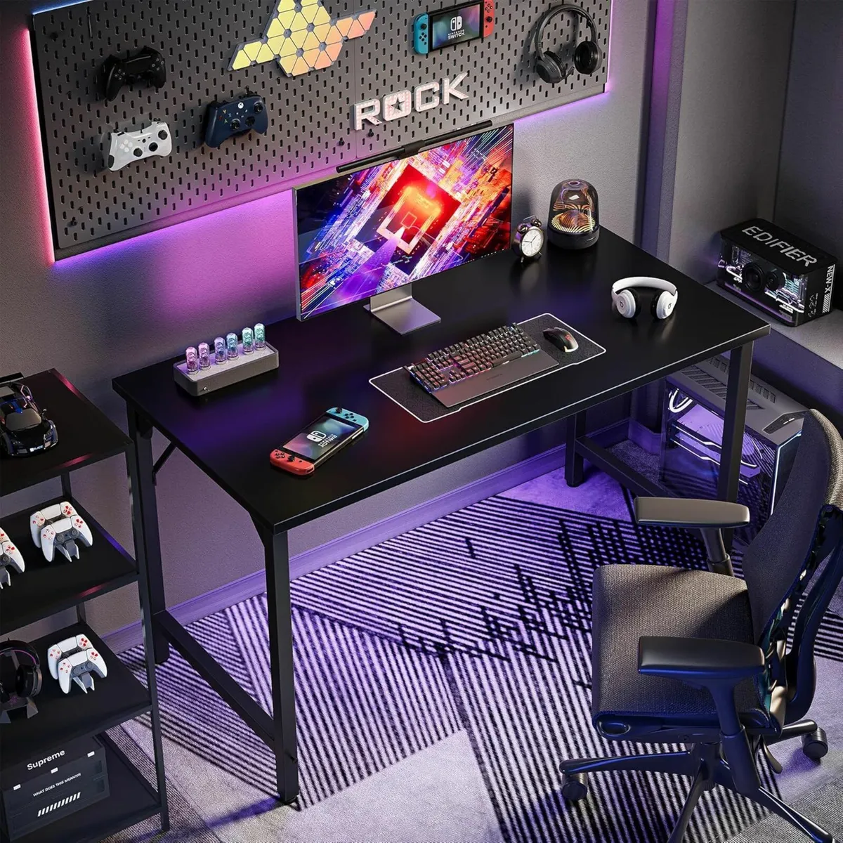 100 cm Computer Home Office Desk Study Black - Image 1
