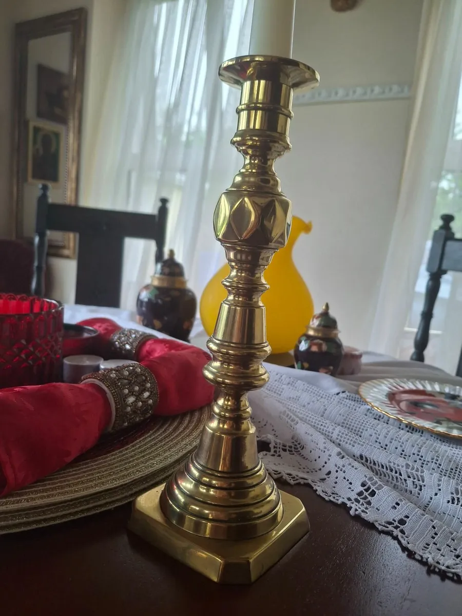 Beautiful Victorian 1900's Tall solid brass candle - Image 2
