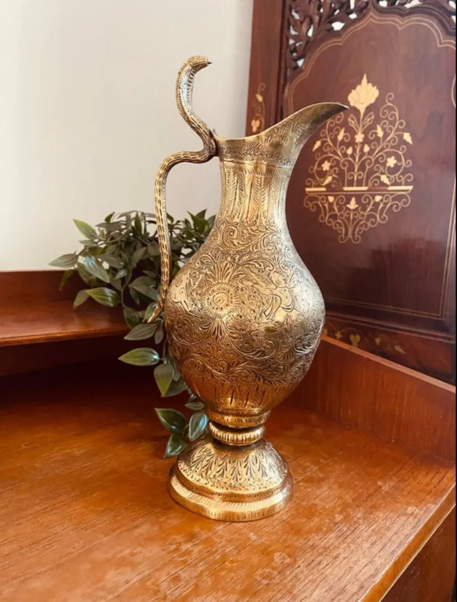 Vintage Brass Engraved Jug - Image 2