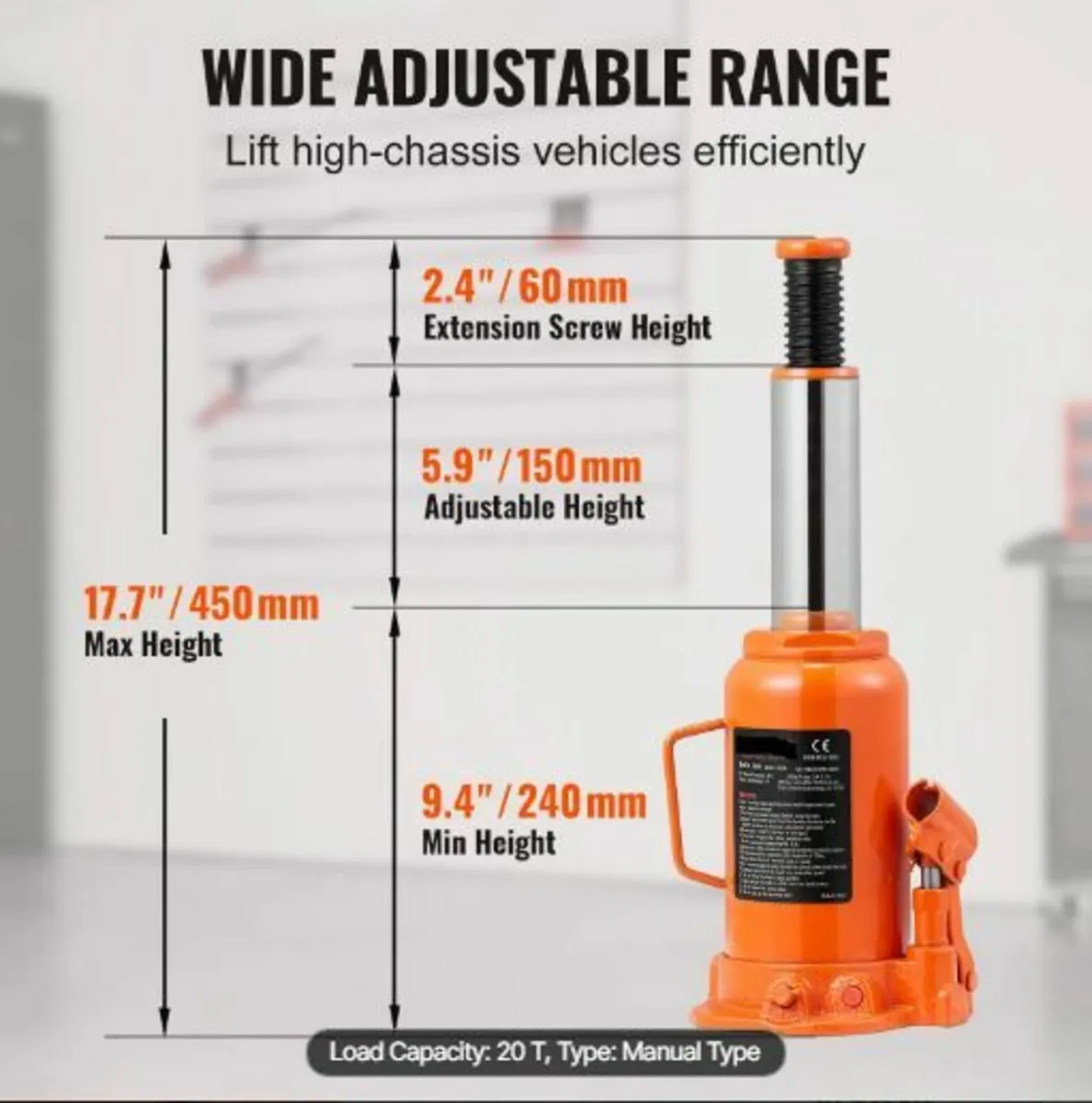 Hydraulic Bottle Jack, 20 Ton/44092 - Image 3