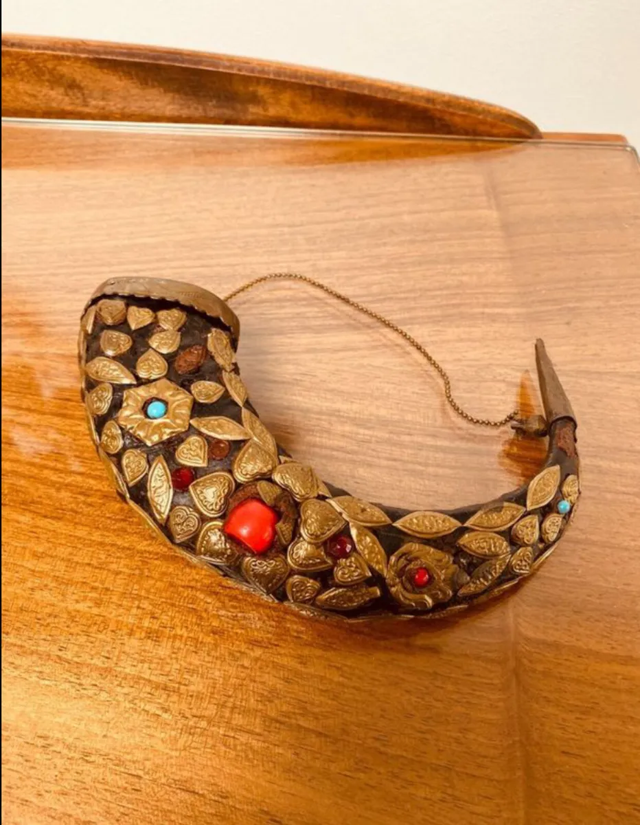 Vintage Tibetan Drinking Horn - Image 4