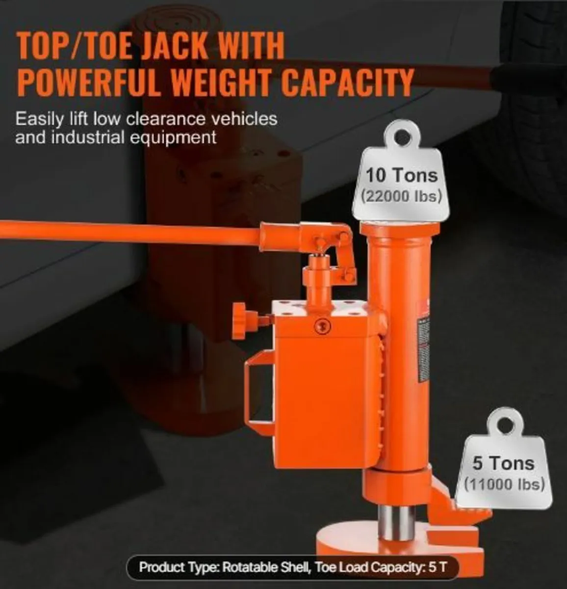 Hydraulic Machine Toe Jack Lift 360° Rotatable - Image 3