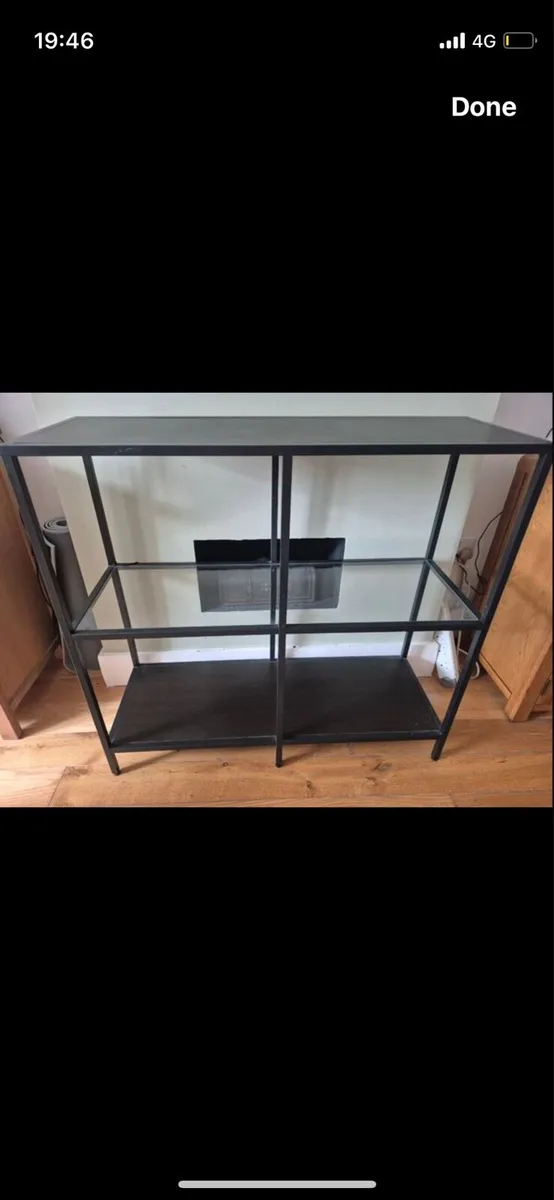 Metal+ glass+ wood shelf side table - Image 3