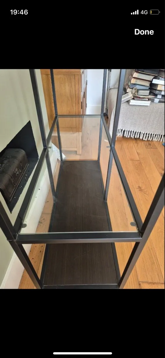 Metal+ glass+ wood shelf side table - Image 4