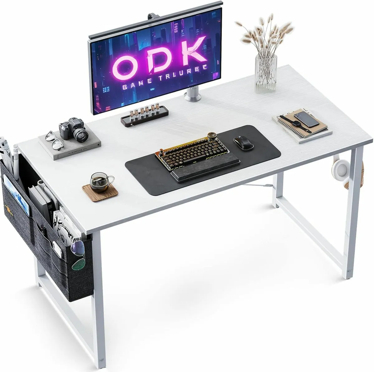 Computer Office Desk 100x48cm Storage Study White - Image 4