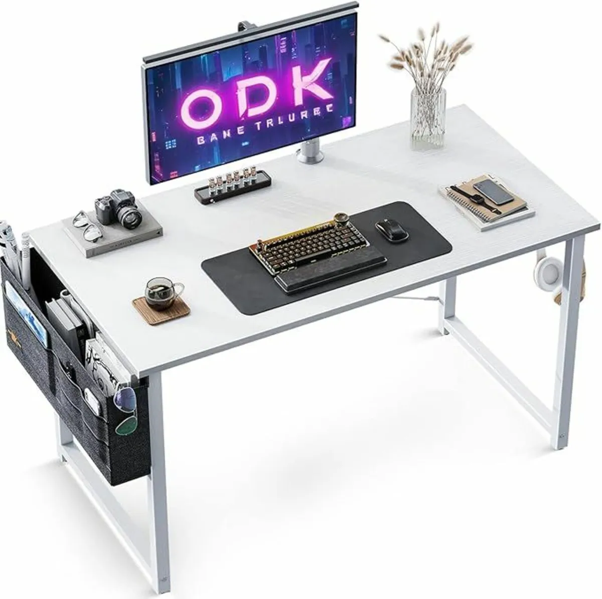 Computer Office Desk 100x48cm Storage Study White - Image 1