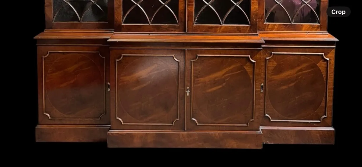 Mahogany break front library bookcase - Image 4