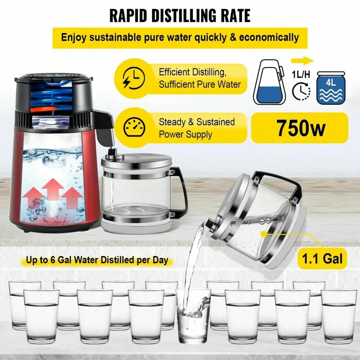 Water Distiller Machine 4L Water Distiller 750W - Image 3