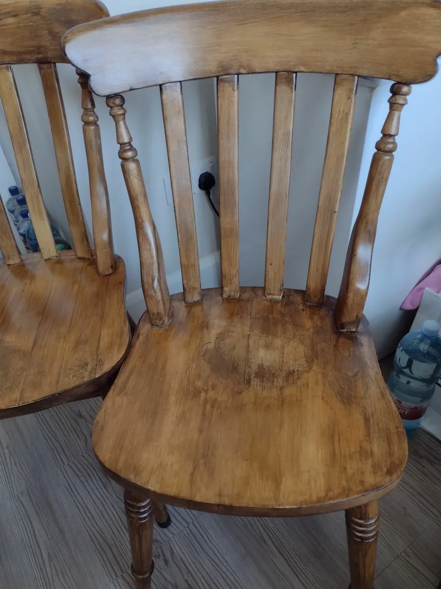 Heavy solid Oak dining chairs - Image 2