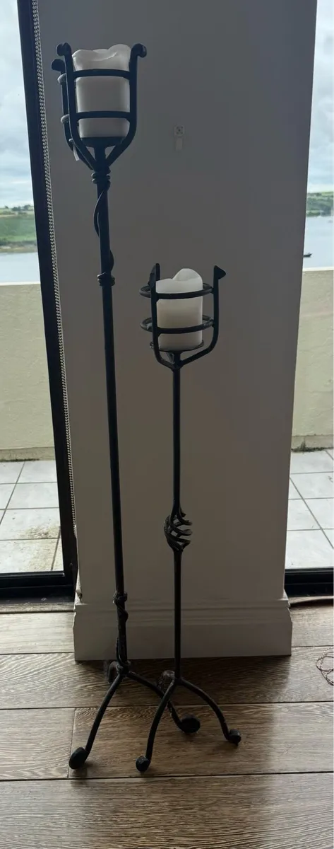 2 x wrought iron candle holders